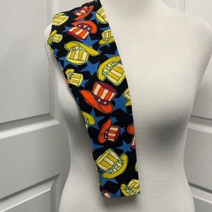 LuLaRoe New Kid’s S/M Patriotic Hat Star Leggings NWT